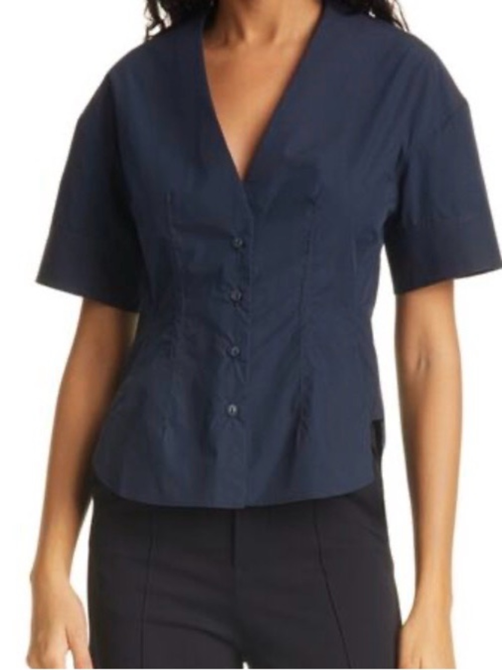 NWT rag & bone Victorine Night Blue Short Sleeve Shirt Size S